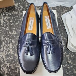 Sandro Moscoloni Navy Tassel Slip-On Loafers
